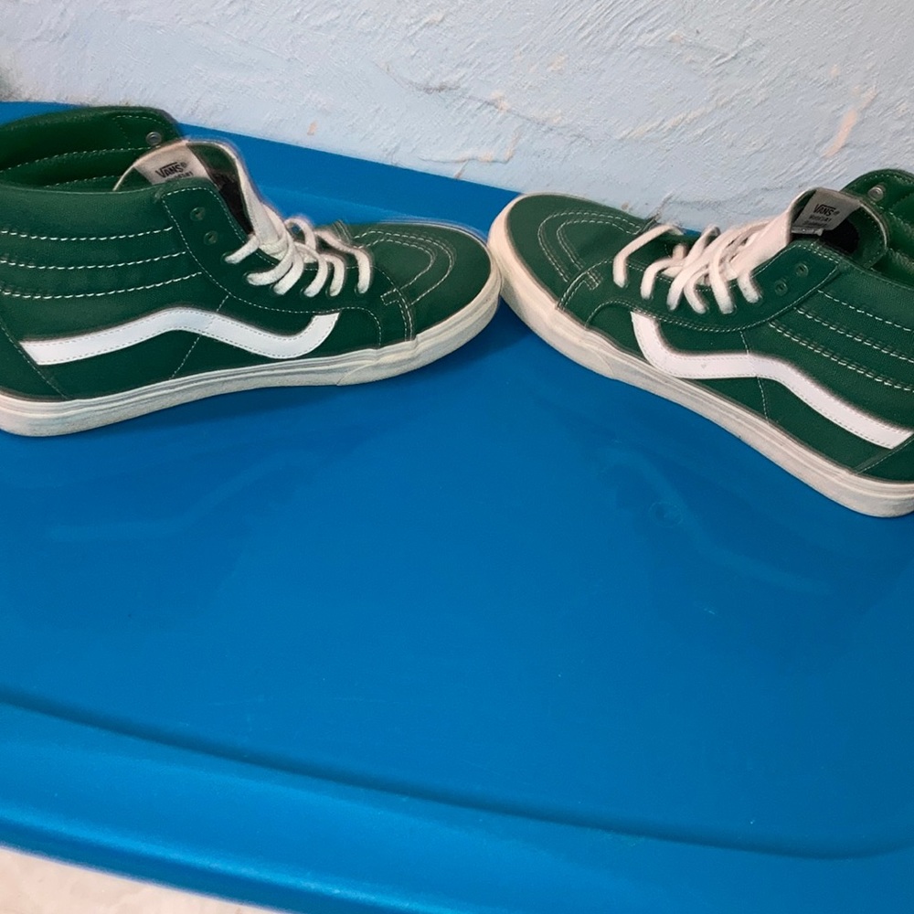 Vans Green and White High-Top Sneakers